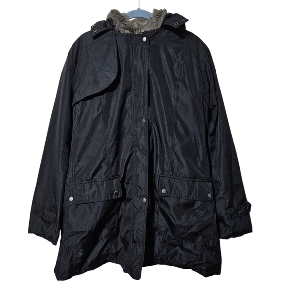 unbranded Jackets & Blazers - Black Hooded Outerwear Womens L Parka 4 In 1 Removable Liner Reversible Faux Fur